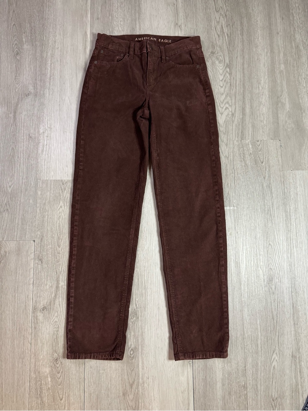 American Eagle Womens Brown 90s Straight Corduroy Stretch Pants Jeans Size 0